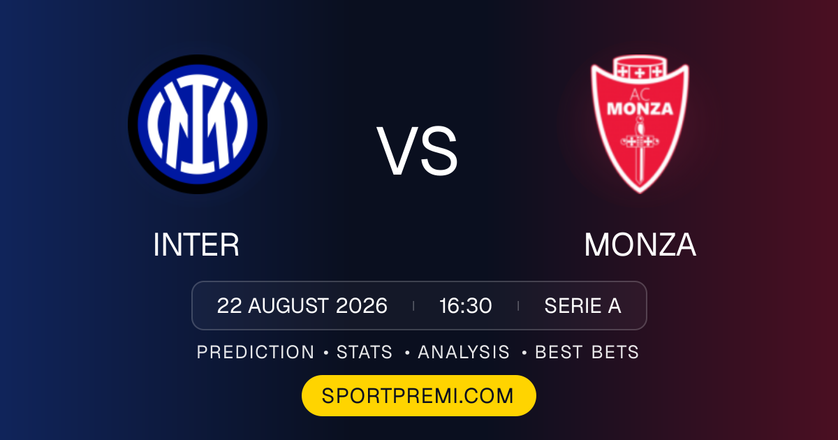Inter vs Monza football match preview graphic for the Serie A prediction on SportPremi