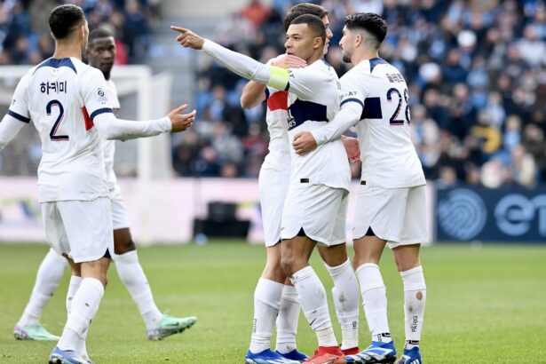 Kylian Mbappe celebrates his goal