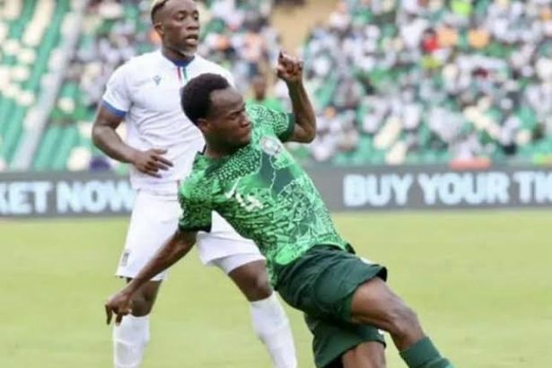 Alhassan Yusuf tackle Equatorial Guinea in the Afcon 2023