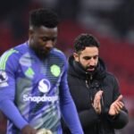 Manchester United's Ruben Amorim and Andrew Onana