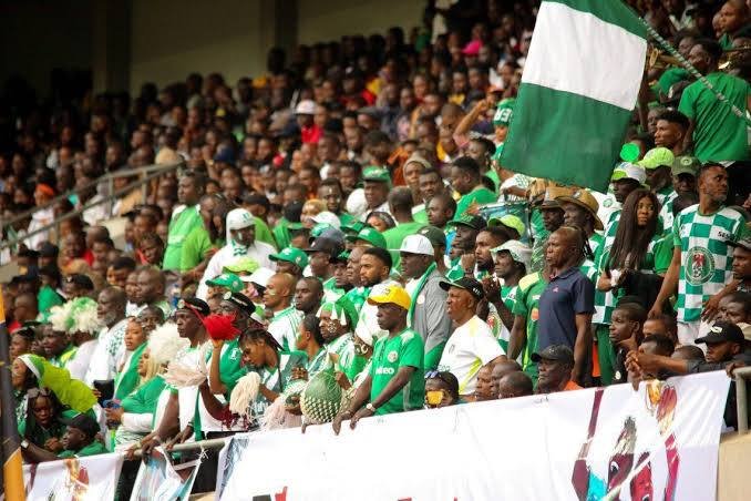 Super Eagles fans in the Godswill Akpabio International Stadium in Uyo