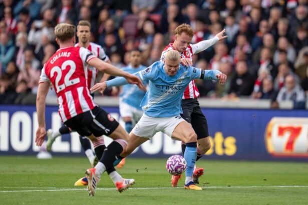 Erling Haaland against Brentford