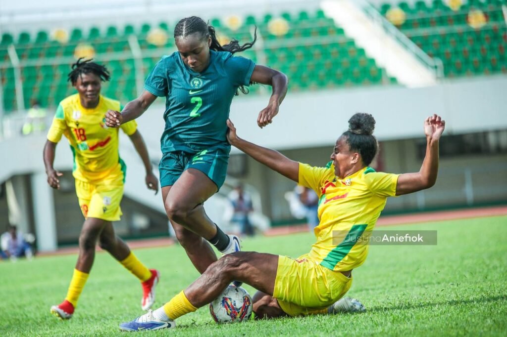 Michell Alozie in action against Benin Republic in the WAFCON 2025
