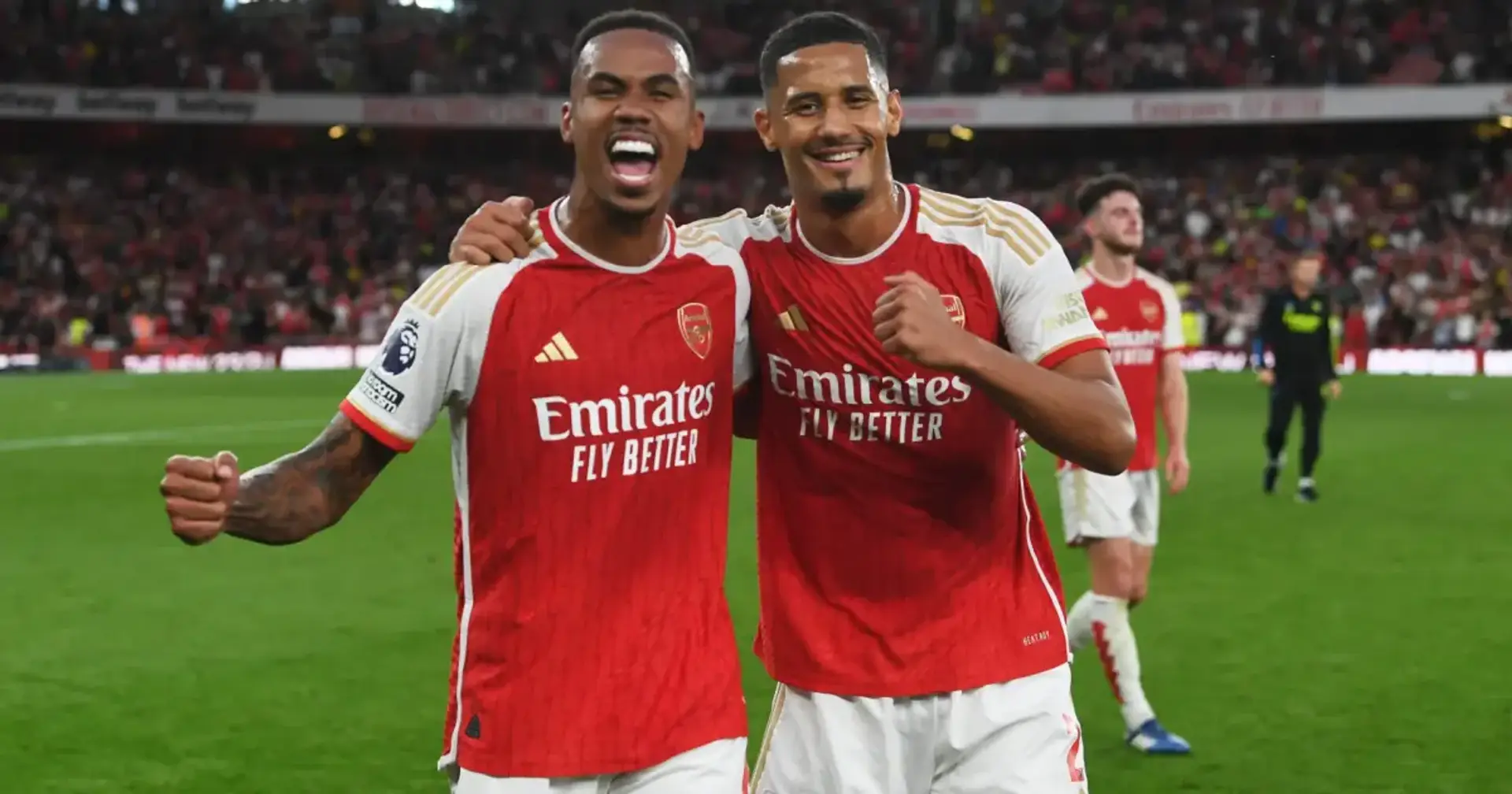 Arsenal defenders William Saliba and Gabriel Magalhaes 