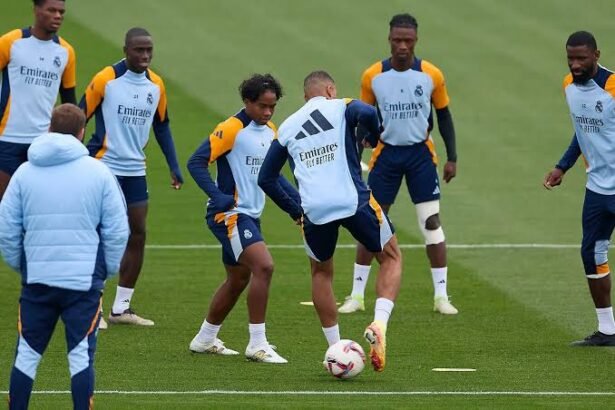 Real Madrid players in training
