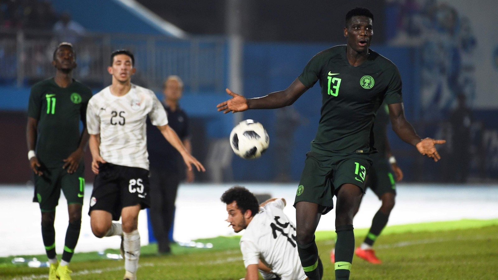 paul onuachu in action for the super eagles against egypt