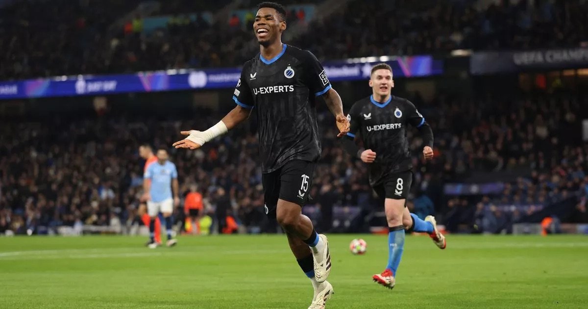 onyedika celebrating a goal vs man city in the ucl