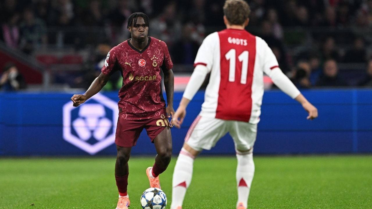 wilfried singo in action for galatasaray against ajax in the ucl