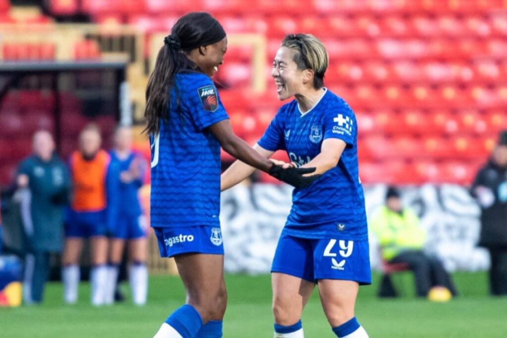 Toni Payne celebrates goal against Newcastle