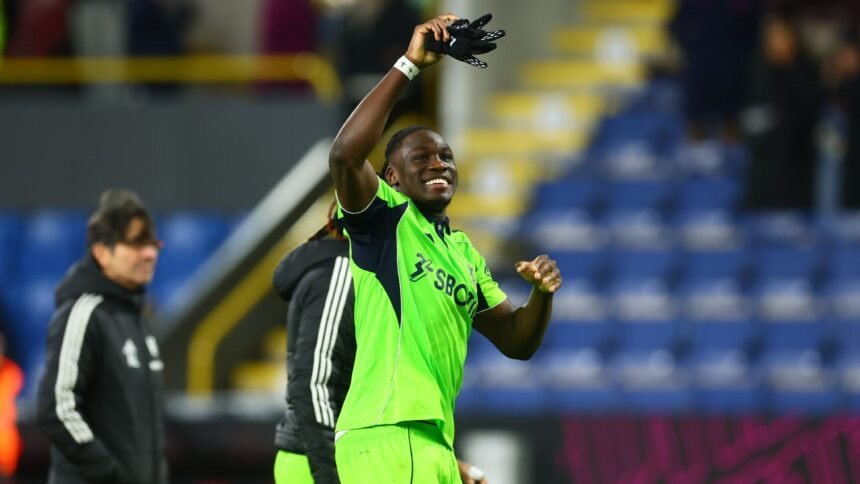 calvin bassey celebrating a goal for fulham