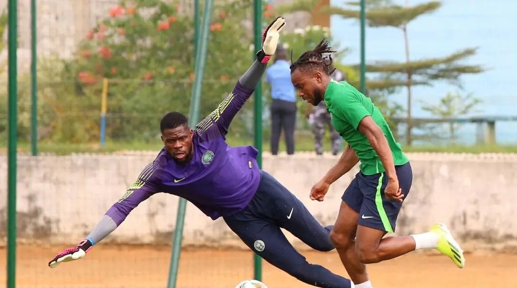 francis uzoho and ademola lookman in training for nigeria
