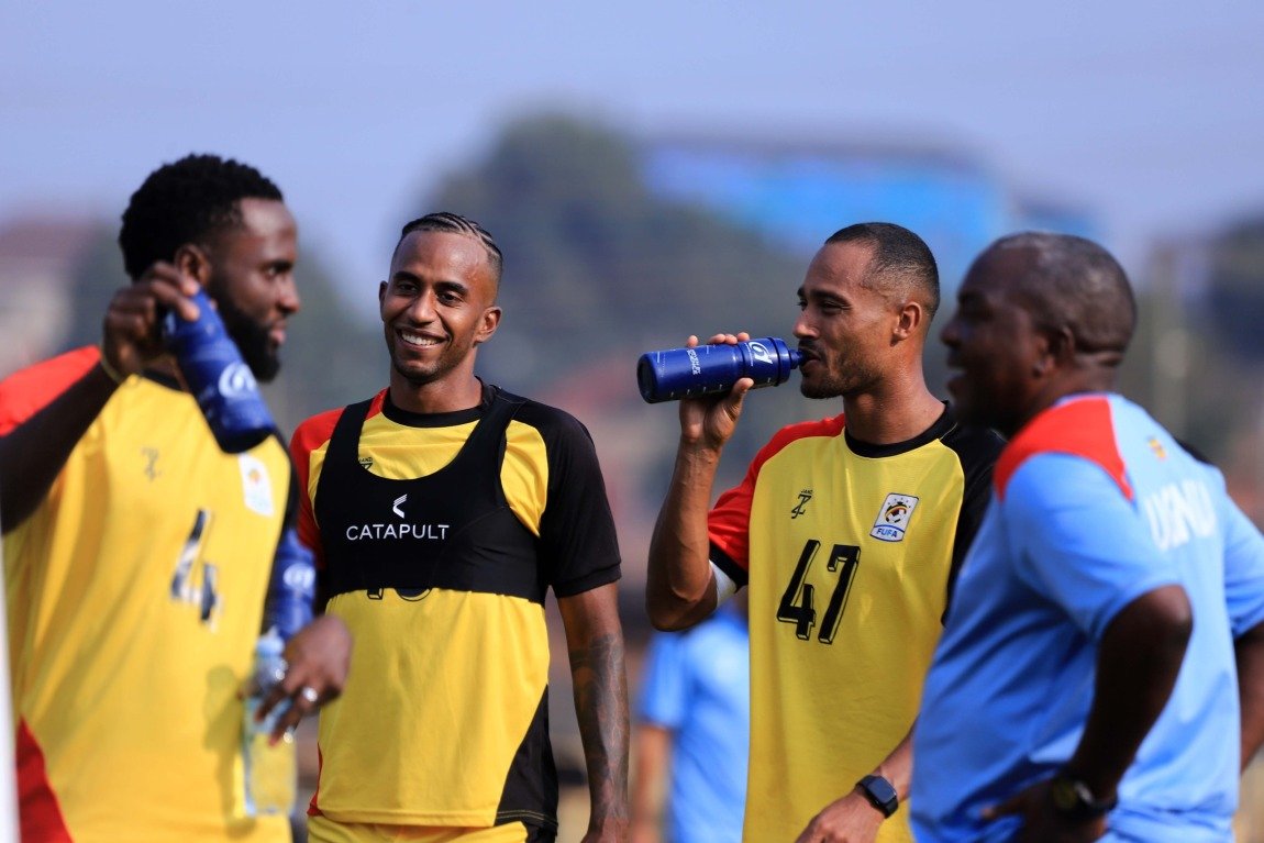 jordan obita during a training session with his uganda teammates