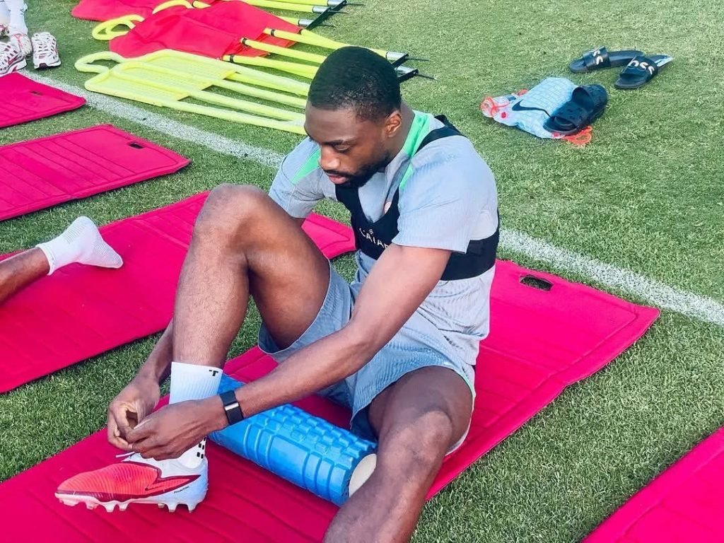 semi ajayi during a training session with the super eagles