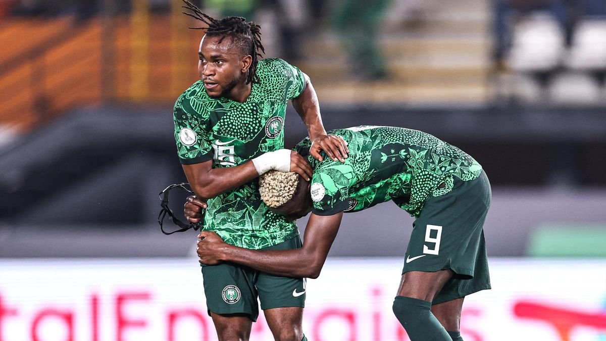 ademola lookman and victor osimhen celebrating a goal for the super eagles