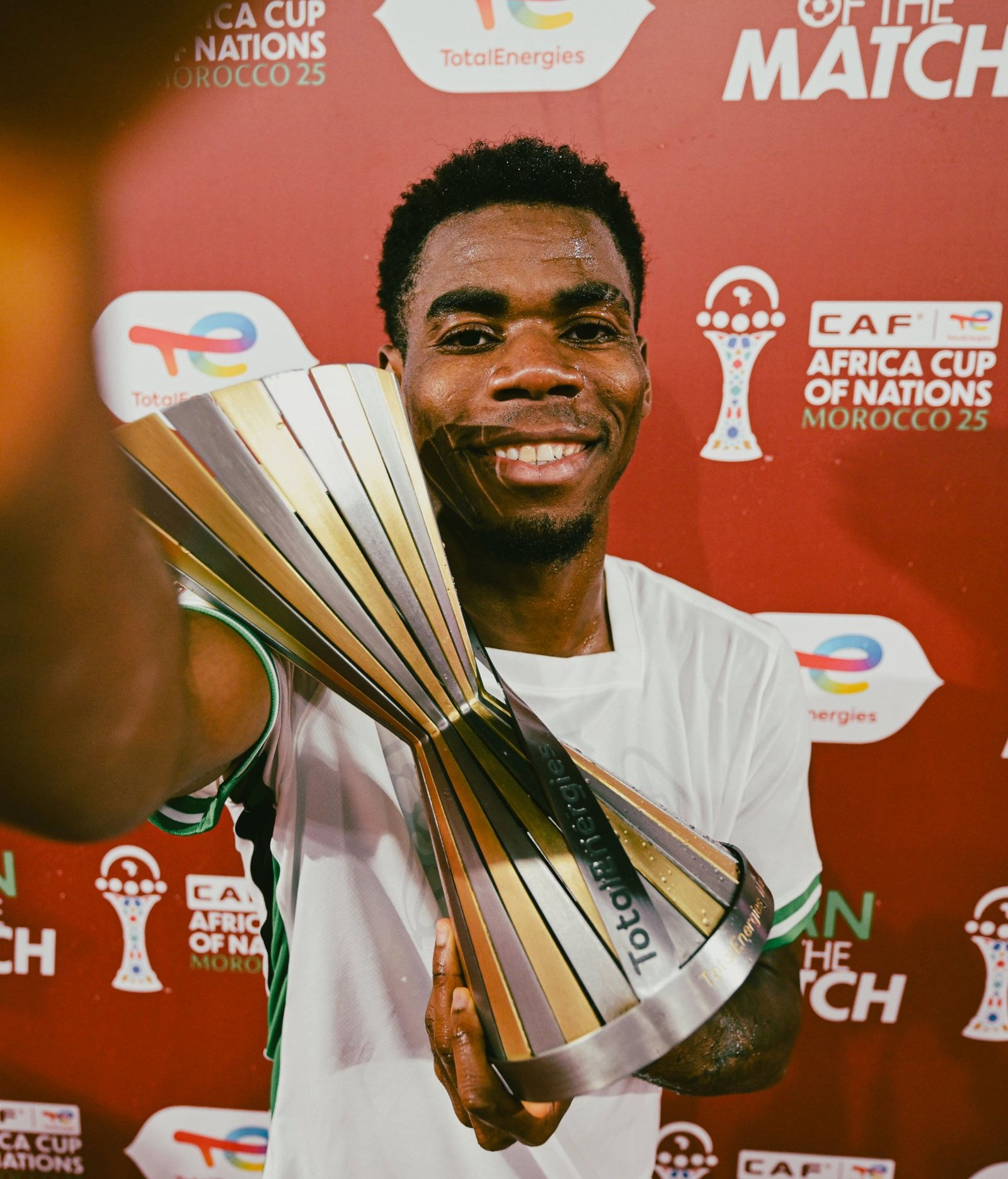 onyedika with the player of the match award after nigeria’s win over uganda