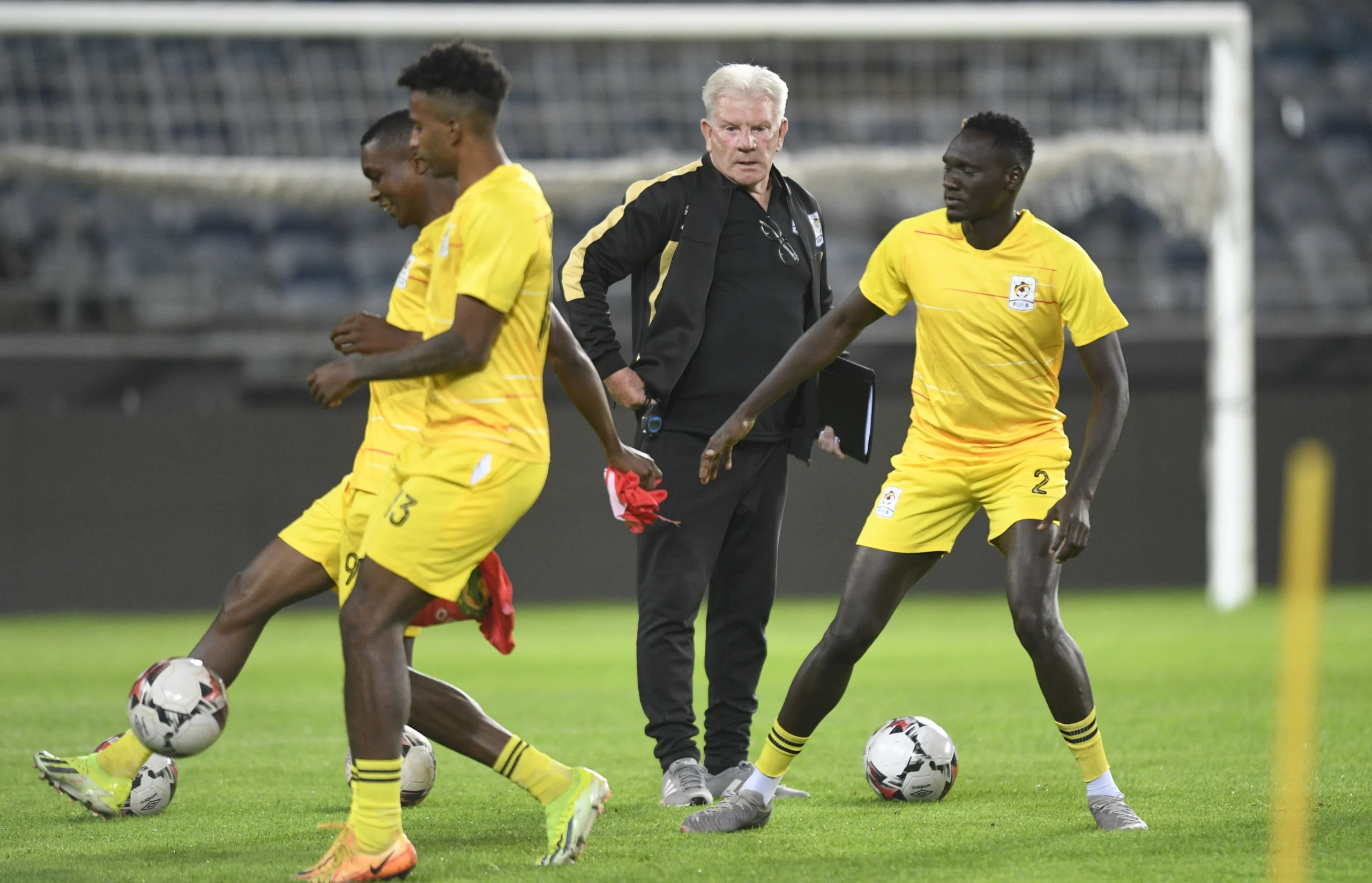 paul put and uganda players during a training session ahead of their afcon match