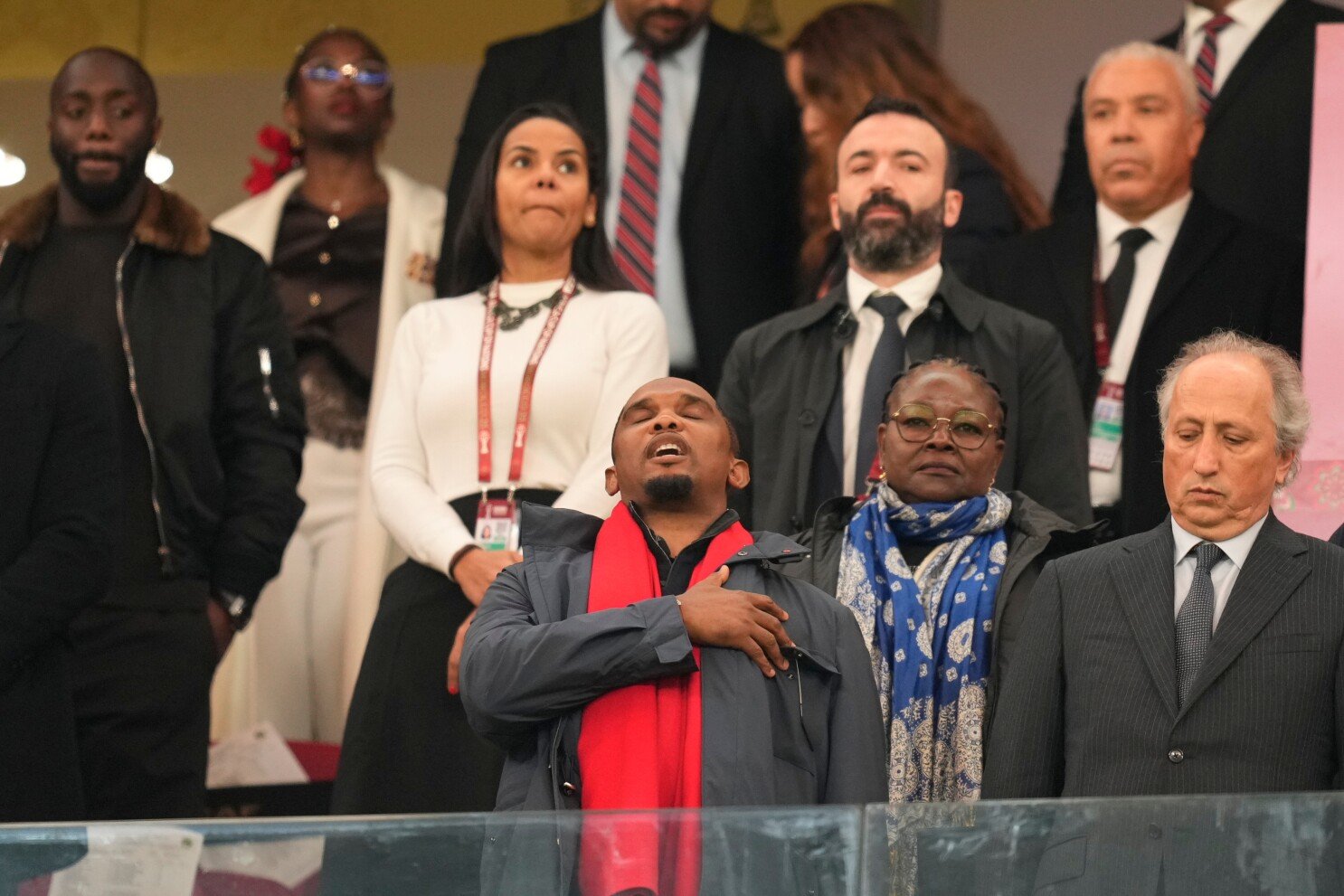 samuel eto’o in the stands at afcon 2025