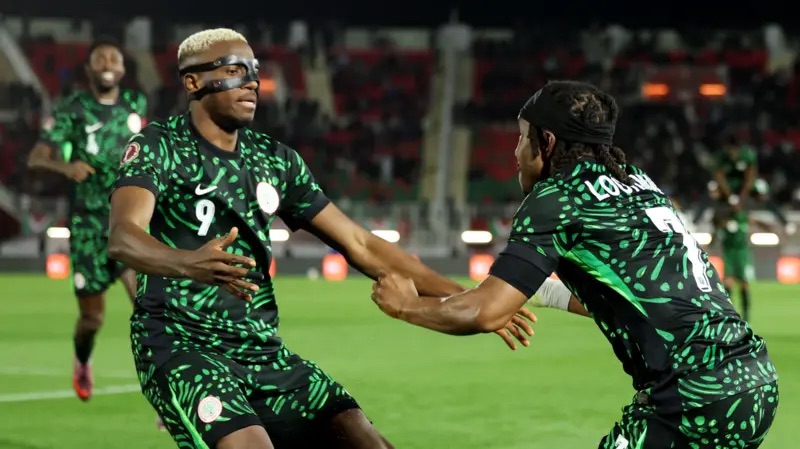 lookman and osimhen celebrate a goal for nigeria
