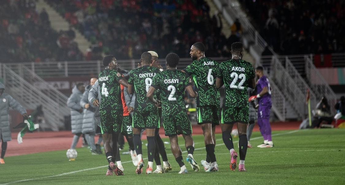 super eagles players celebrate at afcon 2025