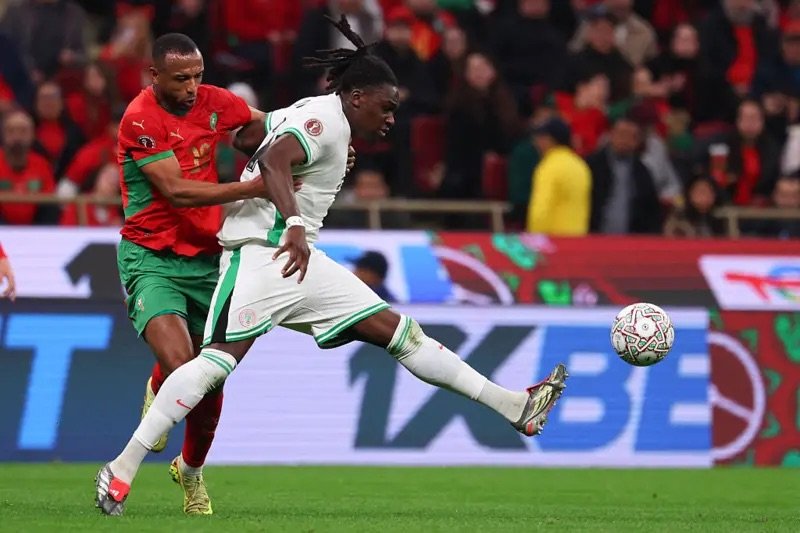 calvin bassey in action for nigeria against morocco