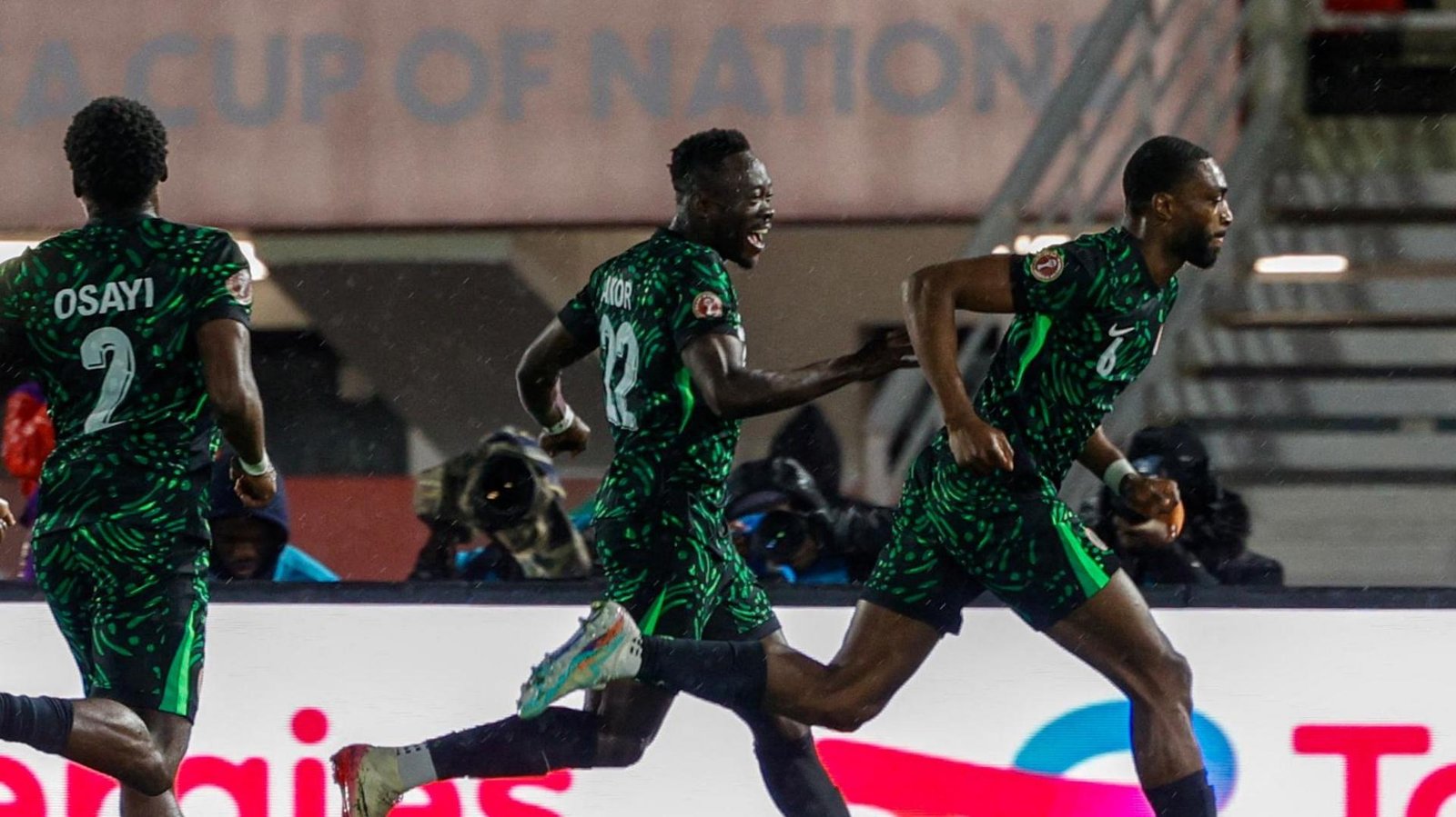 semi ajayi celebrates his goal against tanzania with akor adams and bright osayi-samuel