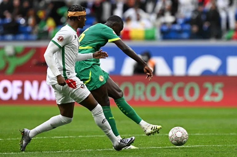 senegal midfielder pape gueye attempts a shot during the round of 16 clash against sudan at afcon 2025