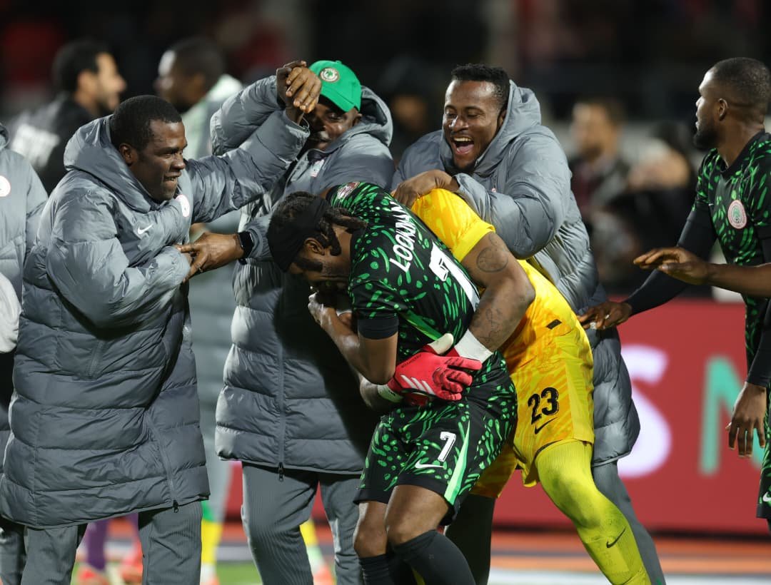 super eagles players celebrate at afcon 2025