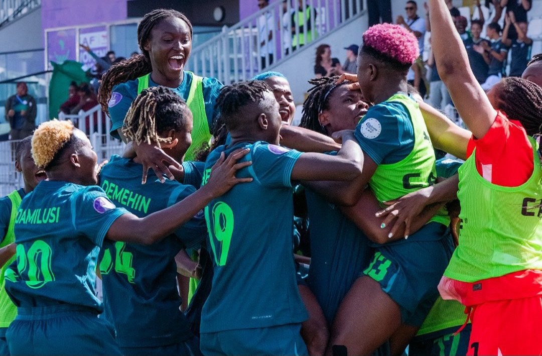 super falcons celebrate a goal