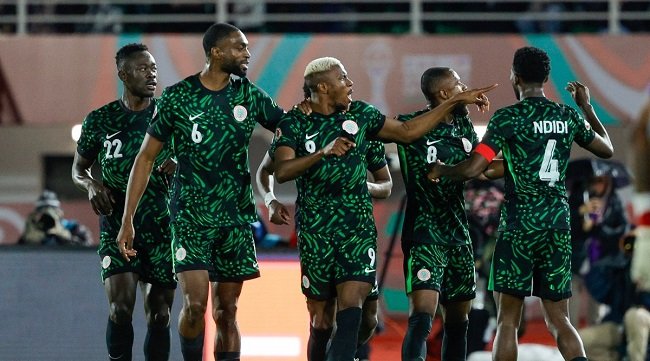 super eagles players celebrate at afcon 2025