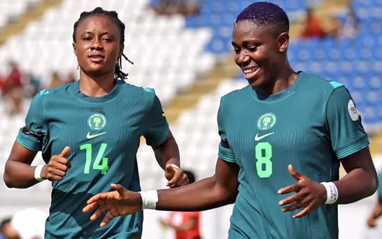 asisat oshoala in action for the super falcons