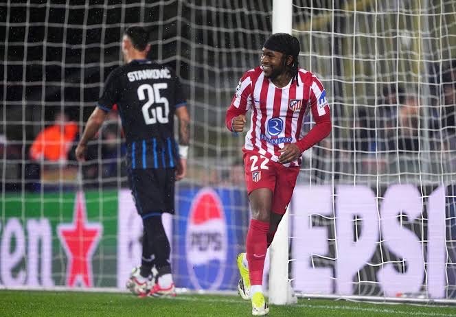 ademola lookman in action for atletico madrid against club brugge in the uefa champions league