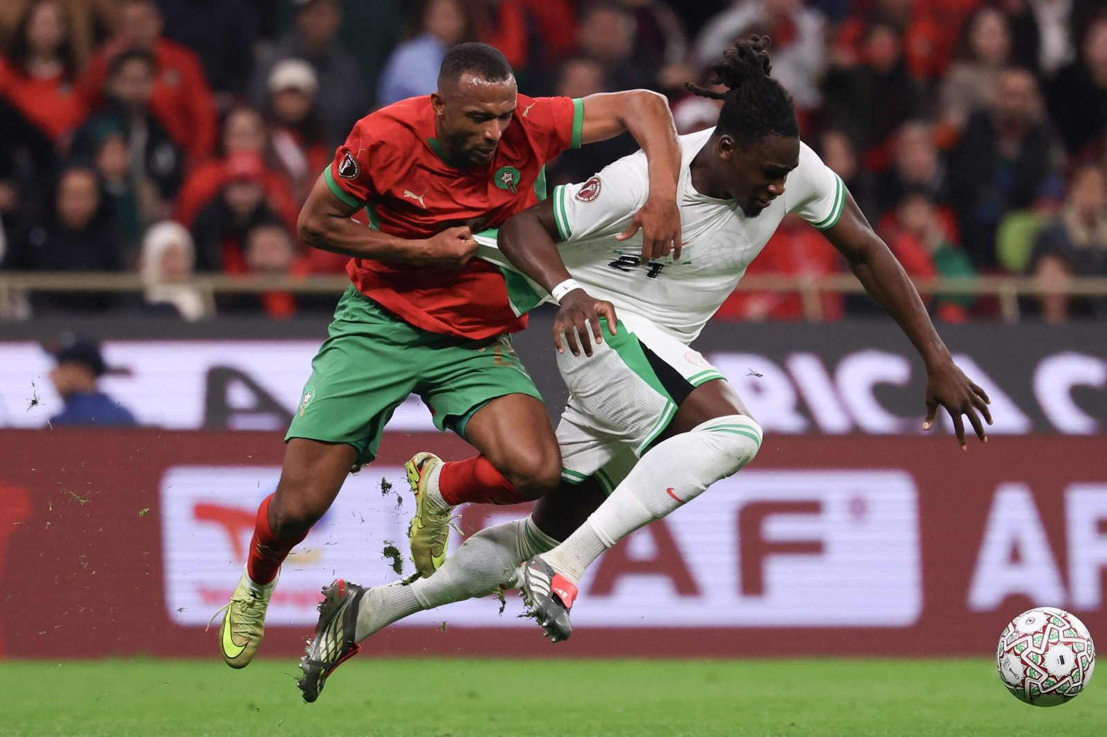 calvin bassey in action for the super eagles in their afcon 2025 semifinal clash against morocco