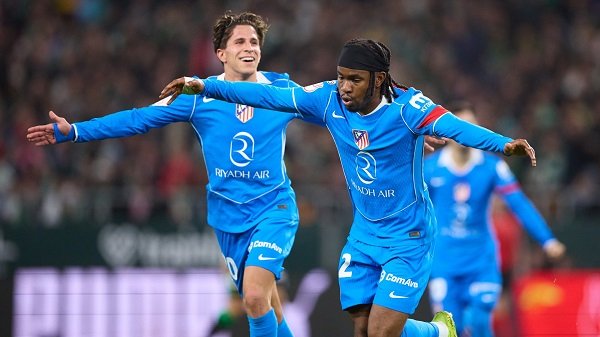 ademola lookman celebrates a goal for atletico madrid