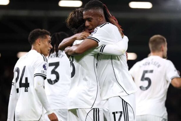 alex iwobi celebrates with his teammates at fulham