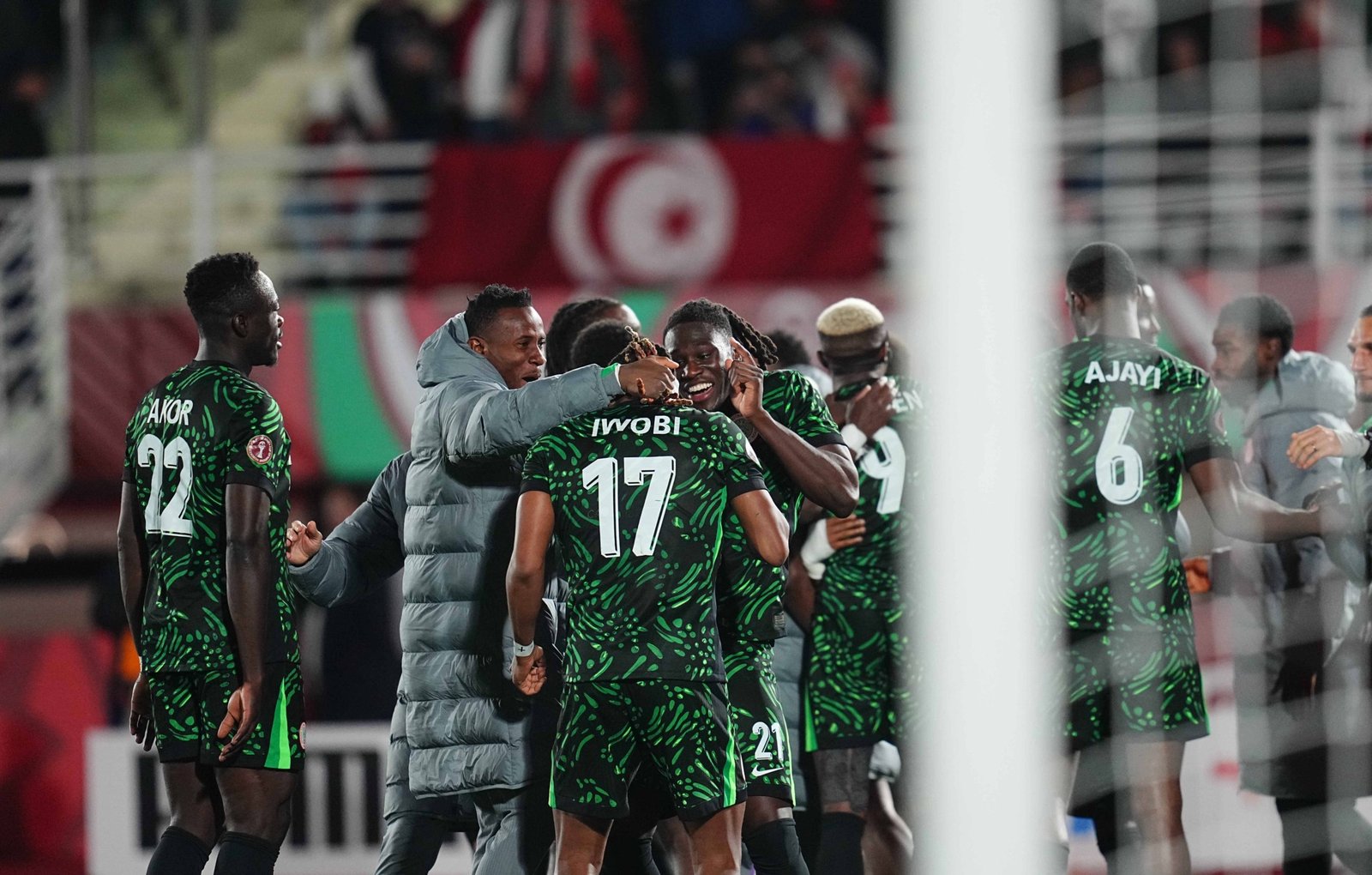 super eagles players celebrate a win during afcon 2025