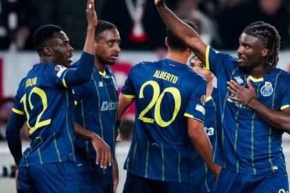 terem moffi celebrates after scoring for porto in europa league win at stuttgart