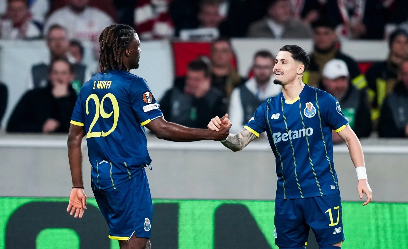 terem moffi celebrates after scoring for porto in europa league win at stuttgart