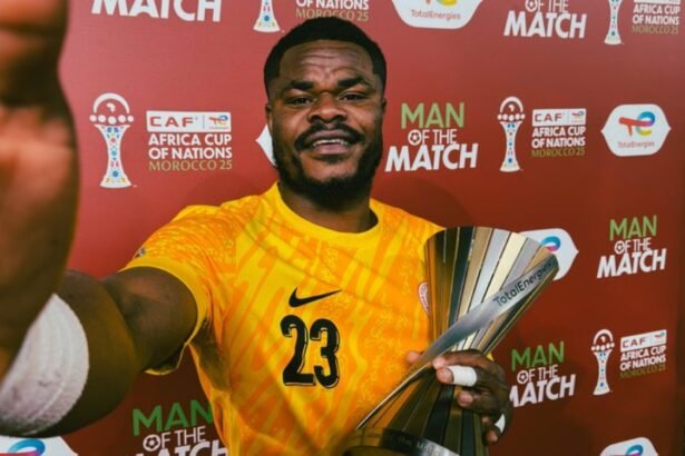 stanley nwabali wins the man of the match award for nigeria at afcon 2025 against egypt