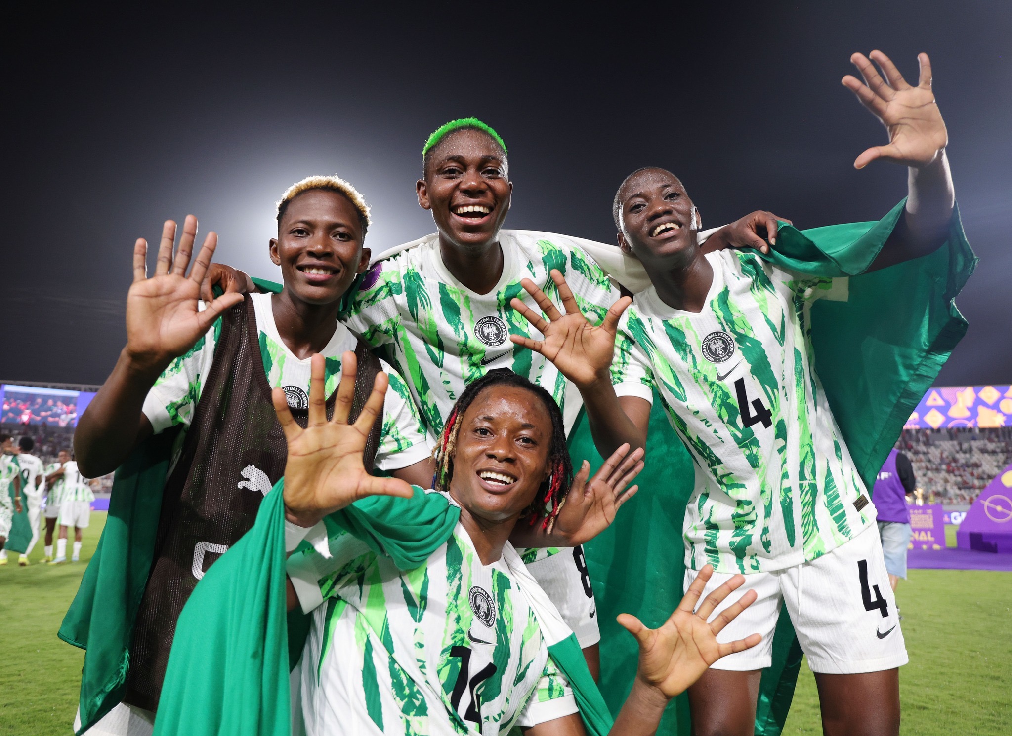 super falcons celebrate at wafcon 2024